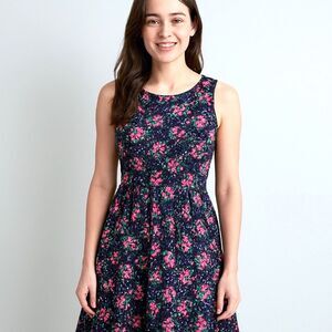 NWT Maia Navy Blue Crochet Floral Fit & Flare Midi Dress 12 Large